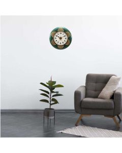 Green color floral pattern wall clock - Artypillar