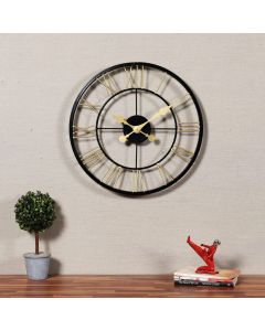 ROMAN PIPE OPEN DIAL BLACK AND GOLD WALL CLOCK - ARS362 - Artypillar
