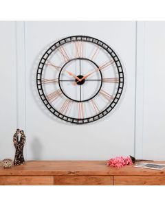 IRON METAL BIG ROMAN NUMBER WALL CLOCK WITH BLACK AND ROSE GOLD COLOR WALL CLOCK - ARS439 - Artypillar