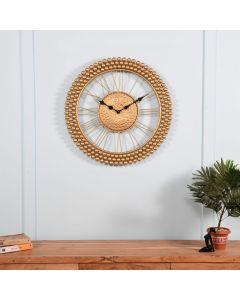 IRON METAL OPEN DIAL HALF BEEDS IN GOLDEN COLOR WALL CLOCK - ARS440 - Artypillar