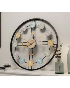 IRON METAL OPEN DIAL COLORFUL NUMBER WALL CLOCK - ARS453 - Artypillar
