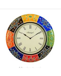 WOODEN RAJAWADI COLORFUL PAINTING WALL CLOCK - ARS463 - Artypillar