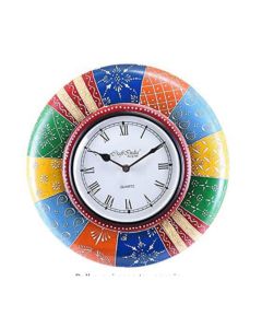 WOODEN RAJAWADI COLORFUL PAINTING WALL CLOCK - ARS464 - Artypillar