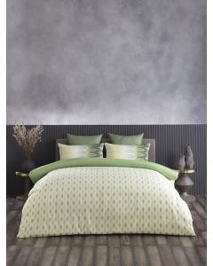 D'Decor Double Bedsheet with 2 Pillow Covers - IKKAT VINEYAED GREEN - EM170 (Pack of 1)