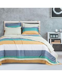 Fusion teal and fire colour combination Bedding King Size Bedsheet 2.75Mtr. X 2.75 Mtr. & 2 P. Cover 45Cm X 68Cm