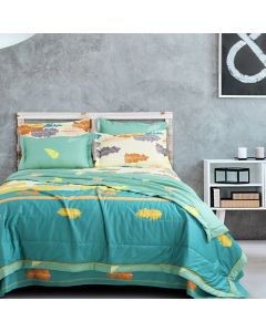Fusion sage green and teal with floral print Bedding King Size Quilt Cover 2.28 mtr x 2.75 mtr