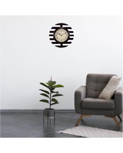Linear Cut Brown Round Wall Clock - Artypillar