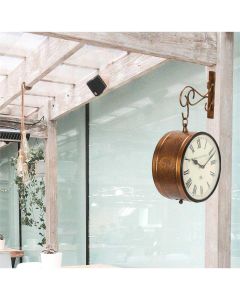 Classic copper finished double sided iron clock - Artypillar