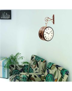 Cream-copper emboss painting Double sided Iron Clock - Artypillar
