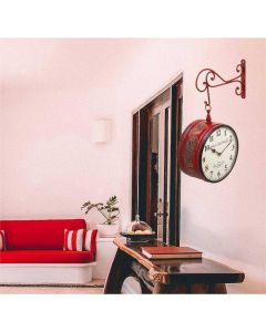 Royal red embossed painting double sided clock - Artypillar