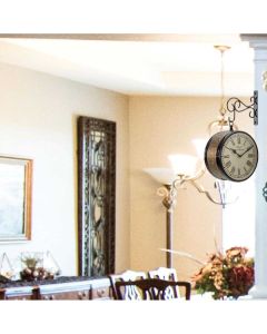 Black finish and white metal fit double sided iron clock - Artypillar