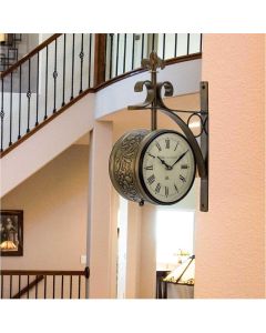 Pattern Embossed Brass finished fix stand iron clock - Artypillar