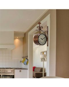 Pattern Embossed copper finished fix stand iron clock - Artypillar