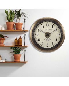 Brass metal fit with flat baveled glass wooden clock - Artypillar