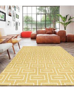 Elle Brick Road Geometric Carpet Mustard