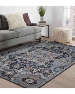 Castle Courtyard Neo Classical Carpet Navy