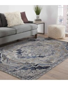 Castle Vintage Medallion Neo Classical Carpet Blue