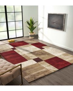 Bella Geometric Carpet Red