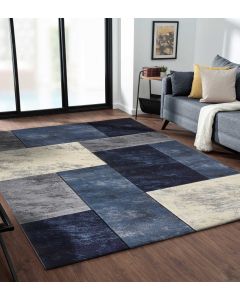 Bella Geometric Carpet Grey Blue