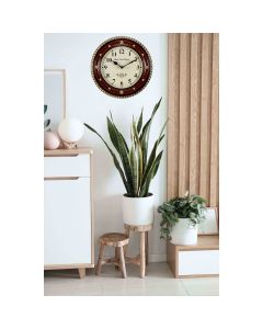 Double brown polish wooden wall clock - Artypillar