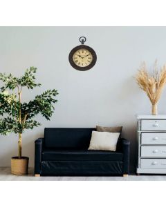 Wood case stone block work polish with iron hook clock - Artypillar