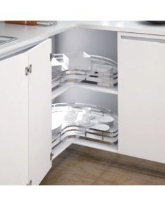 Cargo 3/4 Carousel 2 Shelves 2 Flat Chrome White Base - Chrome Finish