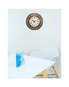 Completely carved Flower design brown wall clock - Artypillar