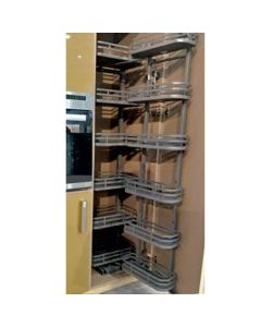 6 Tier -Cargo Duo Basket Holder Frame, Pull out basket & Door shelf - Anthracite Finish- Minimum inside Carcase height - 1800 mm- For outer cabinet Width 450 mm