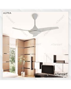 Alpha White – 42″ Modern fan with 3 x Glossy White ABS blades and optional Remote Control Integration