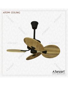 Atom Ceiling Mount- 34″ Tropical Fan with 4 x Natural Wooden Blades, Optional Remote Integration