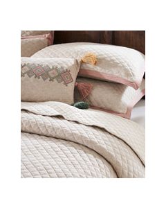Raina Light Beige Melange & Natural 100% Cotton Knitted With Polyester Filled King Size Bed Cover With 2 Pillow Covers, 2 Euro Sham cushion Cover 1 Oblong Cushion Cover with filler & Bed Runner (Set of 8 Pcs)