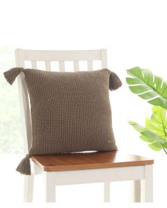 Moss knit Cotton Knitted Decorative Brown Melange Color 16x16 Inches Cushion Cover