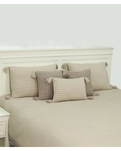 Waseme Pale Whisper Color 100% Cotton Knitted With Polyester Filled King Size Bed Cover With 2 Pillow Covers And 3 Cushion Covers (Set Of 6)