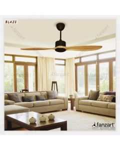 Blaze – 52″ Contemporary fan with 2 x Customisable Natural Wood blades, BLDC motor, Summer-Winter feature and Remote Control