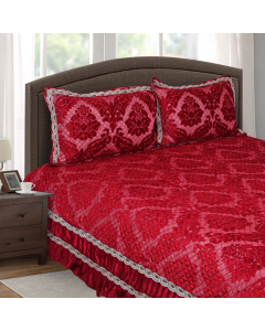 The Embossed Bed Covers King Size bedcoves 2.28 mtr x 2.50 mtr & 2 P. Cover 45Cm X 68Cm Design 502