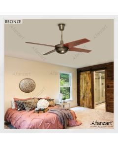 Bronze- 52″ Refined Industrial fan with 4 x Reversible Special Wooden blades, Summer Winter Feature, Optional Remote Integration