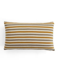 Candy Stripes Cotton Knitted Decorative Stone, Musturd & Natural Color 12 x 20 Inches Pillow Cover