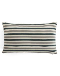 Candy Stripes Cotton Knitted Decorative Champion Blue, Natural & Light Grey Color 12 x 20 Inches Pillow Cover