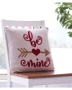 Be Mine Cotton Knitted Decorative Red & Natural Color 16 x 16 Inches Cushion Cover - Pluchi