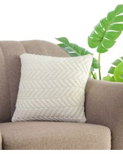 Chevron Ivory Cotton Knitted Decorative 16 X 16 Inches Cushion Cover