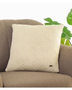 3 D Cubic Natural Mel. & Ryegrass Cotton Knitted Quilted Decorative 18 X 18 Inches Cushion Cover