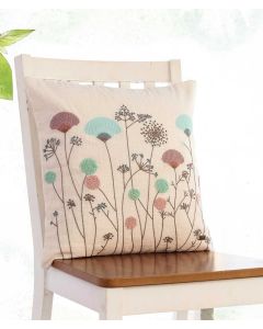Botanical Embroidery Cotton Knitted Decorative Ivory Color 18 x 18 Inches Cushion Cover