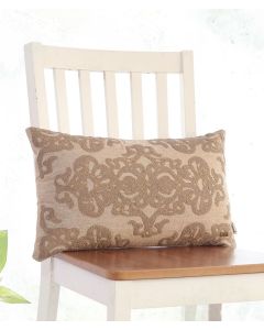 Damask Embroidery Cotton Knitted Decorative Stone Color 12 x 20 Inches Pillow Covers