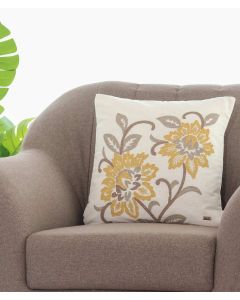 Blush Embroidery Cotton Knitted Decorative Ivory Color 18 x 18 Inches Cushion Cover