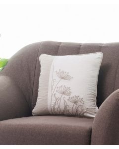 Bliss- Ivory Embroidered Cotton Knitted Decorative 16 X 16 Inches Cushion Cover