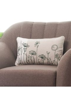 Spring- Ivory Embroidered Cotton Knitted Decorative 12 X 20 Inches Cushion Cover