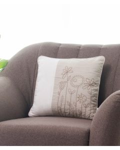 Medley- Ivory Embroidered Cotton Knitted Decorative 16 X 16 Inches Cushion Cover