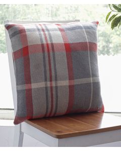 Lil' Accuma Cotton Knitted Cushion Cover( Red And Natural) (18" x 18") - Pluchi