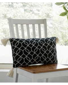 Trellis Cotton Knitted Decorative Black & Natural Color 12 x 20 Inches Pillow Covers