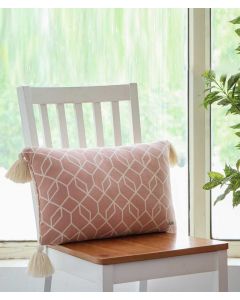 Trellis Cotton Knitted Decorative Blush Pink & Natural Color 12 x 20 Inches Pillow Covers